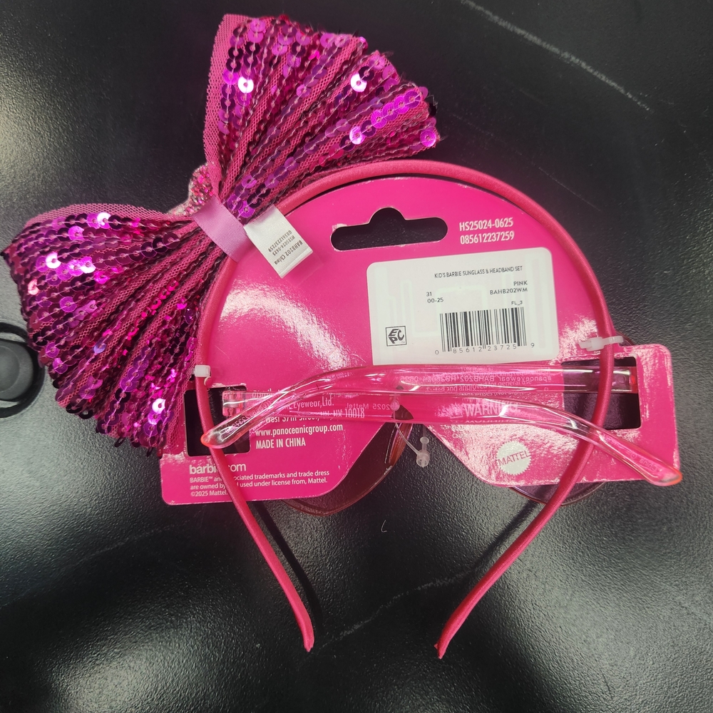 Barbie Girl's Pink Heart Shaped Fashion Sunglasses w/ Matching Headband and Bow - Picture 8 of 8